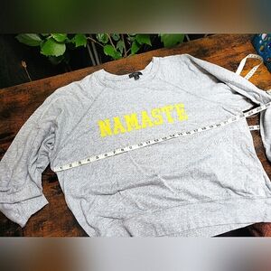 J Crew- Crop Top Baggy Box Sweatshirt 90s Ruched Sleeves Relaxed Heather Gray